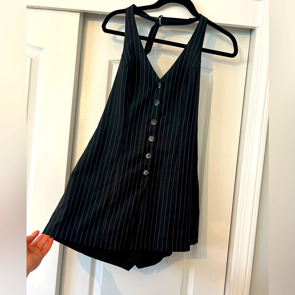 Pin stripe halter romper, size medium true to size!